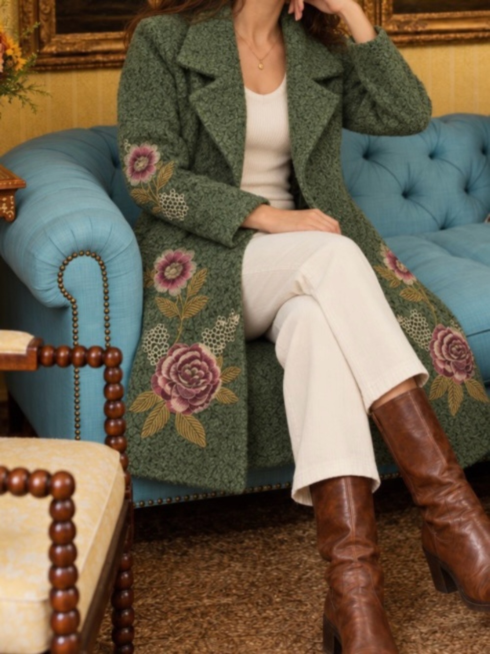 Vintage Wool Embroidered Floral Coat - Picture 13 of 13